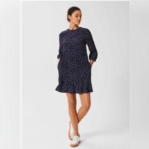 NWT HOBBS SIZE 14. WOMEN'S DREES NAVY POLKA DOT .